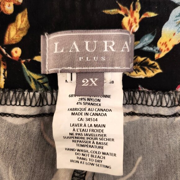 LAURA Plus Floral Print Pull-On Pants - Size 2X - Picture 6 of 7